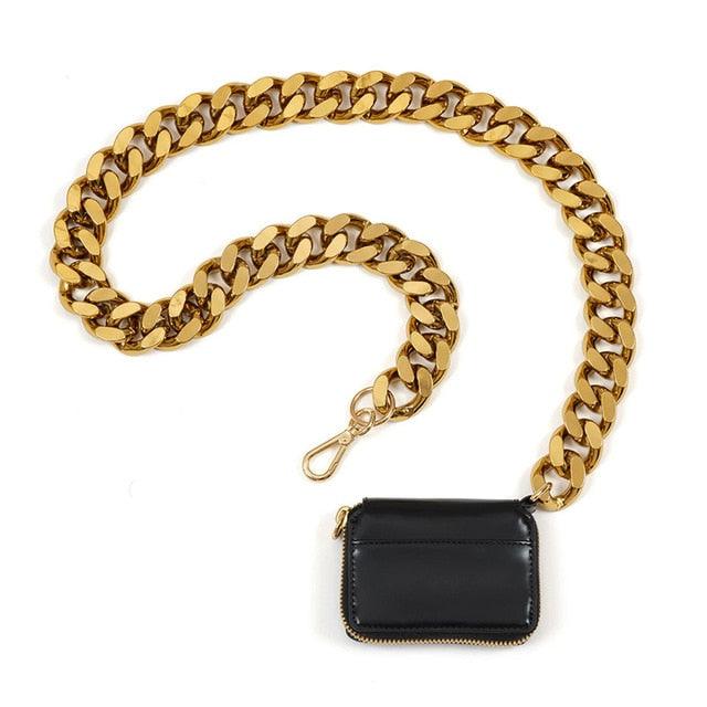 Small Wallet Bag with Thick Chain - Gold