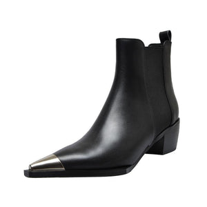 Silver Pointed Toe Statement Ankle Boots - White, Black - Shop Above Standard