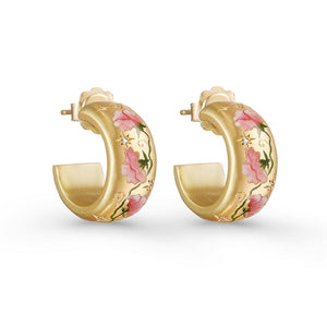 Olivia Floral Gold Hoop Earrings