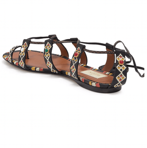 Tribal Stone Embellished Ankle Wrap Sandal By VALENTINO GARAVANI - Shop Above Standard