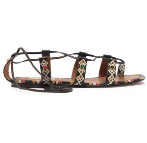 Tribal Stone Embellished Ankle Wrap Sandal By VALENTINO GARAVANI - Shop Above Standard