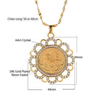 Gold Round Coin Allah Pendant and Necklace - Shop Above Standard