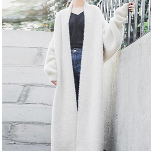 Fuzzy Knit Long Duster Sweater with Batwing Sleeves - Shop Above Standard