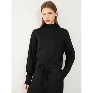 Mock Turtleneck Sweater and Pant Set in Black - Shop Above Standard