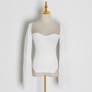Asymmetrical White Side Split Knitted Sweater - Shop Above Standard