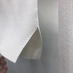 Asymmetrical White Side Split Knitted Sweater - Shop Above Standard