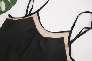 Black Mesh Trim One Piece Swimsuit Plus Size - Shop Above Standard