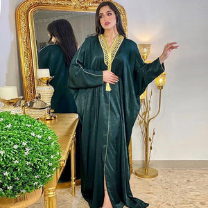 Sharjah Luxury Gold Trim Duster in Red - Shop Above Standard