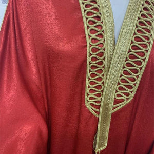 Sharjah Luxury Gold Trim Duster in Red - Shop Above Standard