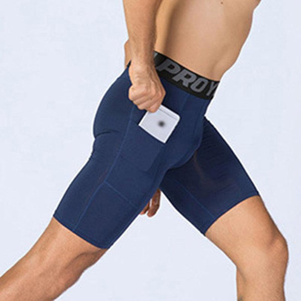 Knee Length Compression Gym Shorts with Phone Pocket - Shop Above Standard