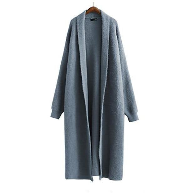 Fuzzy Knit Long Duster Sweater with Batwing Sleeves | Shop Above St...