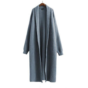 Fuzzy Knit Long Duster Sweater with Batwing Sleeves - Shop Above Standard