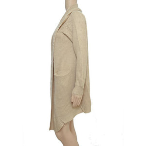 Longline Draped Wide Lapel Knitted Cardigans with Pockets - Shop Above Standard