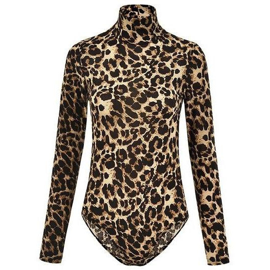 Leopard Turtleneck Long Sleeve Bodysuit - Shop Above Standard