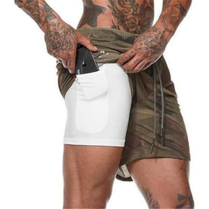White Drawstring Compression Short with Phone Size Pockets - Shop Above Standard